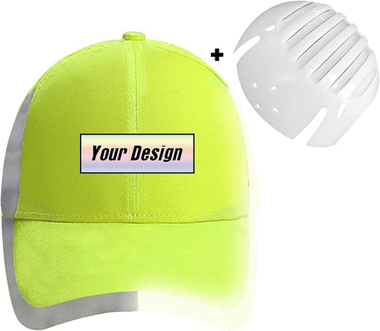 Customizable Safety Bump Cap Baseball Cap Style Hard Hats for Men&Women Lightweight Safety Hat with Reflective Stripes,Rectangle