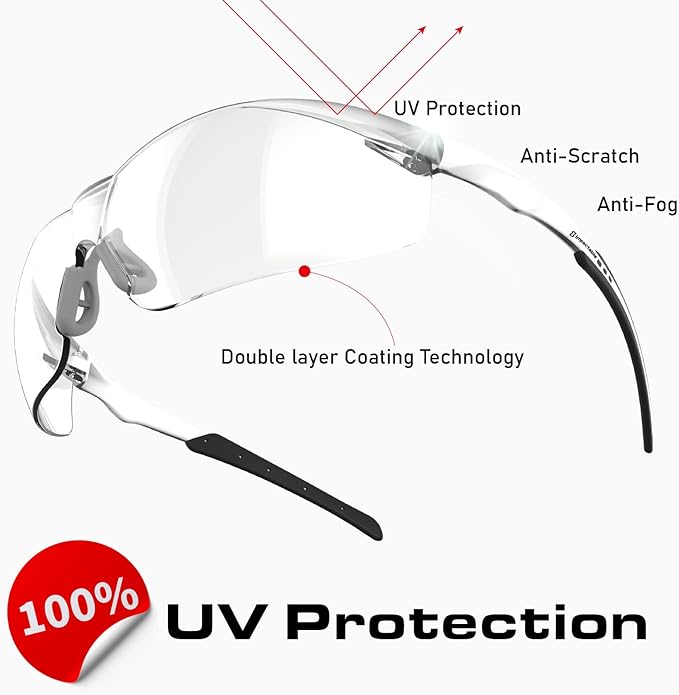 ANSI Z87.1 Fit-Upgraded Safety Glasses – Anti-Fog, UV, Impact & Scratch Resistant – Clear Wraparound for Work, Pickleball, Racquetball – No-Slip Nose Grip – 1 Pack