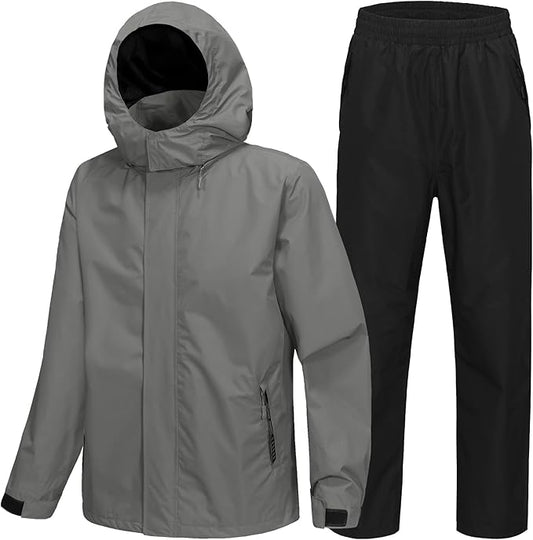 SWISSWELL Mens Women Rain Suit Rain Jacket and Pants Waterproof Lightweight Windbreaker with Detachable Hood for Golf Fishing