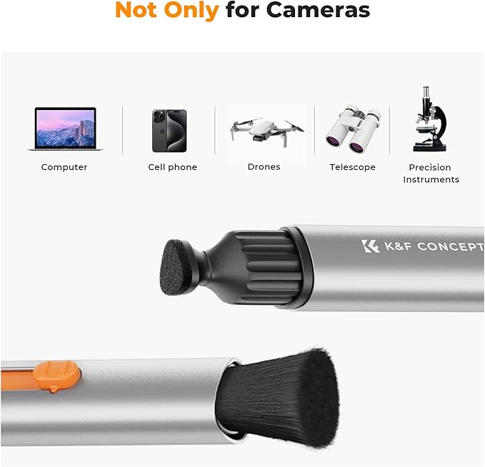 K&F Concept Multifunctional Lens Cleaning Kit, Aluminium Alloy Lens Cleaning Pen*1 + Airpo Stripper*3 + Flocking Sponge*3 for Bluetooth Earphones Case, Camera Lens, Optical Lens, Glasses