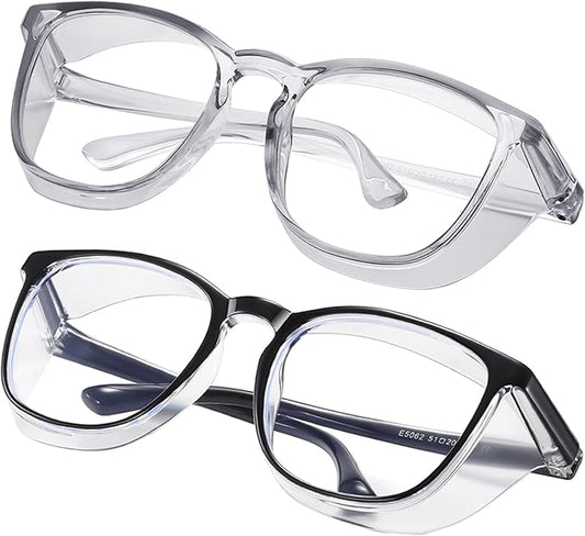 Safety glasses Goggles Nurses Protective Eyewear - Anti Fog Square Frame Stylish Clear Glasses for Women Men