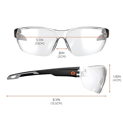 Ergodyne Skullerz VALI Anti Scratch Safety Glasses, Anti-Fog, ANSI z87.1