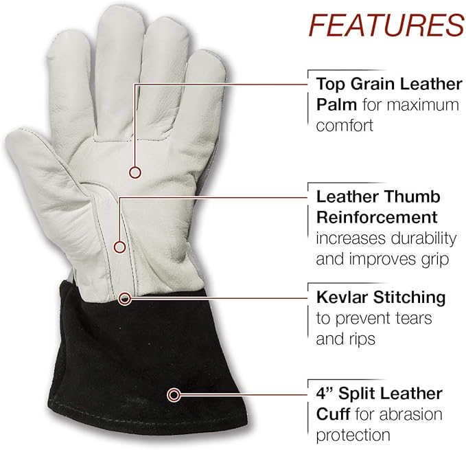 Lincoln Electric DynaMIG Traditional MIG Welding Gloves | Top Grain Leather | Extra Large | K3805-XL,White
