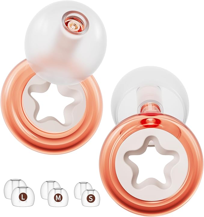 Noise-Canceling Earplug for Sleeping Transparent Ring Hearing Protection,Noise Canceling and Washable,3 Pairs S-L Ear Plugs,-26 dB,Sleep Earplugs for Work,Travel,Swimming Snoring Pink