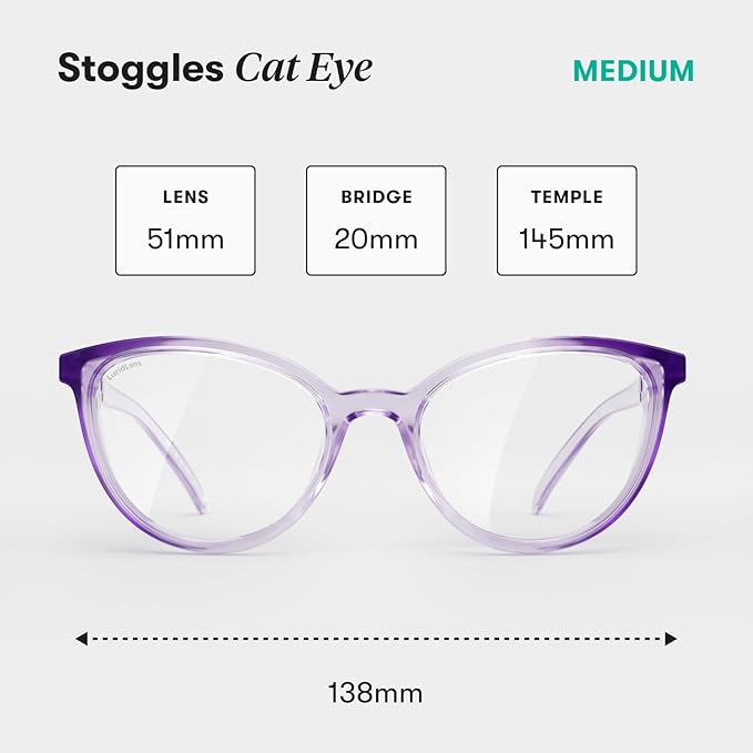 Stoggles Cat Eye Z87.1 Certified Safety Glasses, Blue-Light, UV Blocking Lens, Top & Side Shield, Anti-Fog, Stylish Eyewear