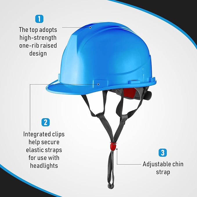 Leumoi 10 Pcs Suspension Hard Hat, Construction Hard Hat for Safety, Ratchet Cap Style with Self Adjusting Crown Straps for Man Woman