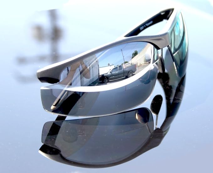 V.W.E. Bifocal High Performance Protective Safety Glasses Light Mirror Tint Bifocal - Sun Reader - Sunglasses Ansi Z87.1 (Matte Black, 0.0)