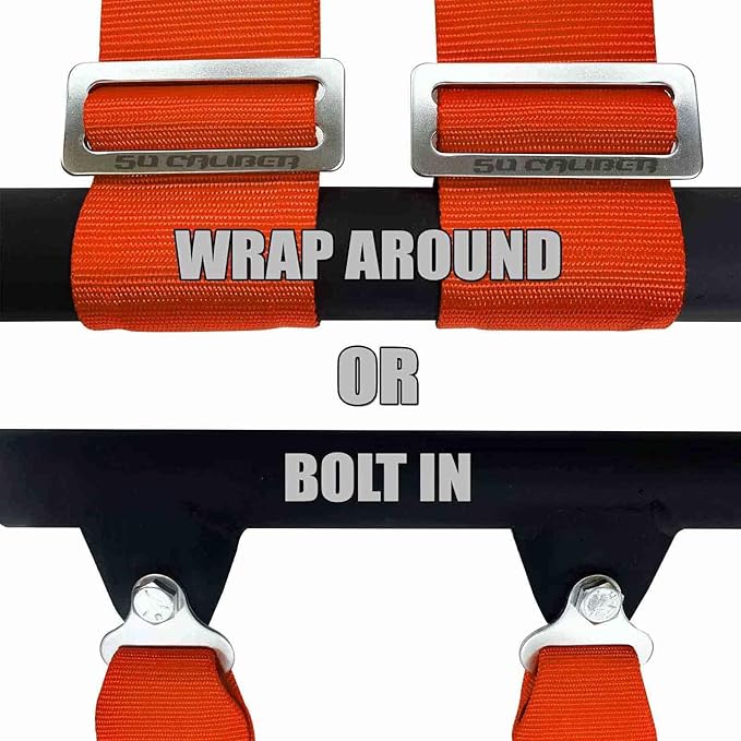 1pc Orange 4 Point Harness for Bucket Seat, Latch Release, 9 Color Options, Racing Harness, Race Car, Off Road, UTV, RZR [6010]