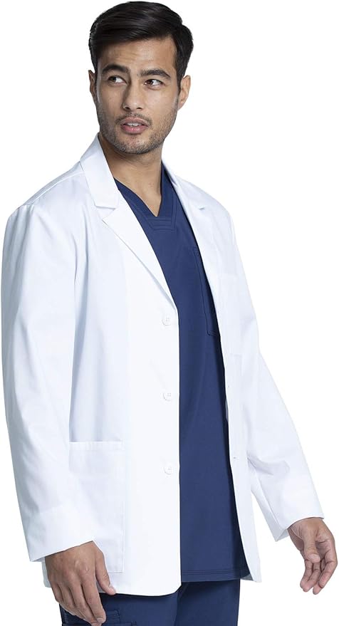 Cherokee Mens Lab Coat 30" Men's Consultation White Coat Durable, Mechanical Stretch - CK401