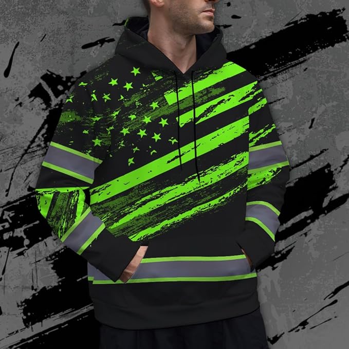 Maddly High Visibility US Flag Collection Safety Workwear Custom Name for Workers, Runners, Truckers, Patriotic