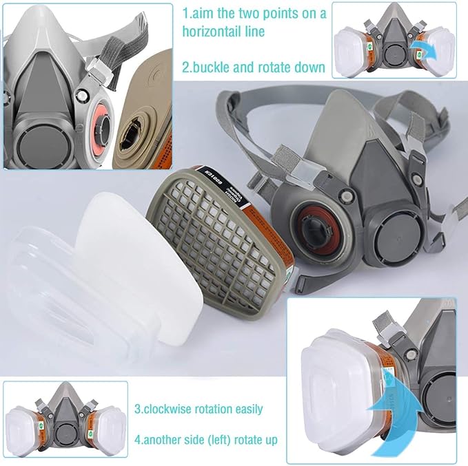 Respirator Mask with Filters, Welding Respirator Paint Mask Reusable Gas Mask Full Face Respirator