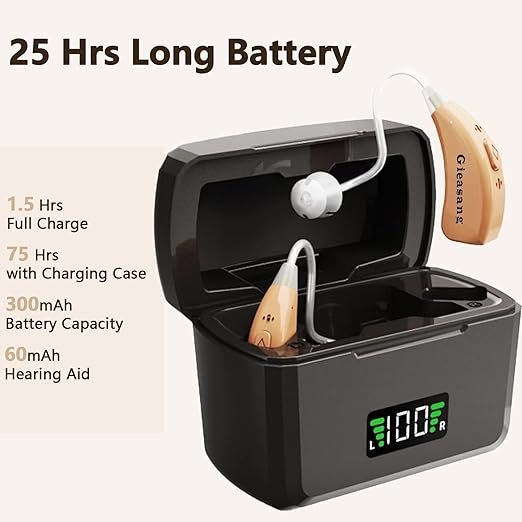 Hearing Aids for Seniors' Hearing Loss Latest 16-Channel Digital OTC Rechargeable Hearing Aid with Intelligent Noise Cancellation,Volume Control,Long-Lasting Battery, Medical-Grade Materials1