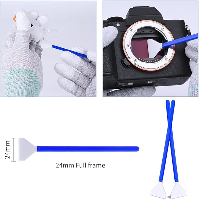 K&F Concept Full Frame Sensor Cleaning Kit - 16pcs Sensor Cleaning Swabs, 20ml Sensor Cleaner & Gloves, Cameras Lens Cleaning Kit Compatible with Sony Nikon Canon FF CCD CMOS Sensors