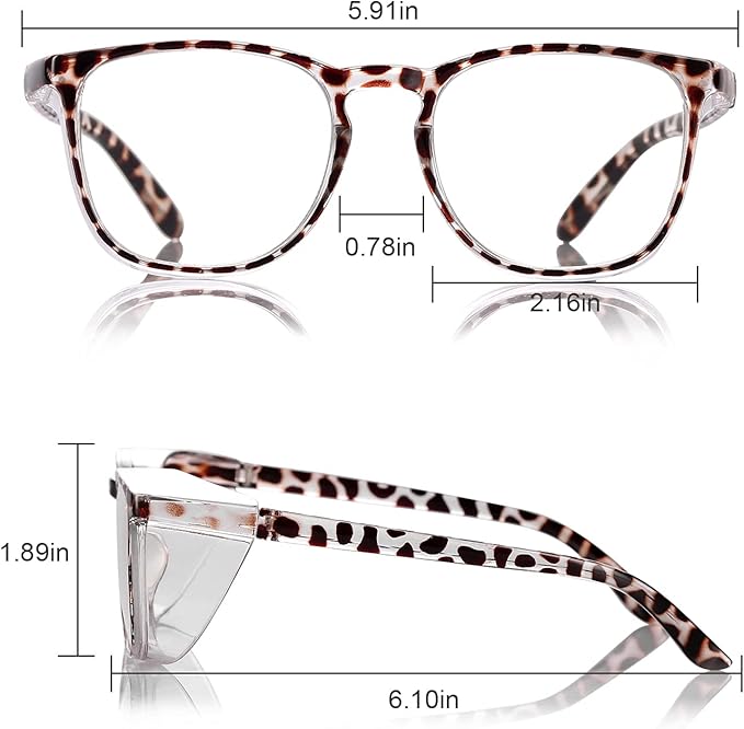 LASMEX Stylish Safety Glasses Goggles for Women Girls Anti-fog Glasses Protective Eyewear Clear Glasses