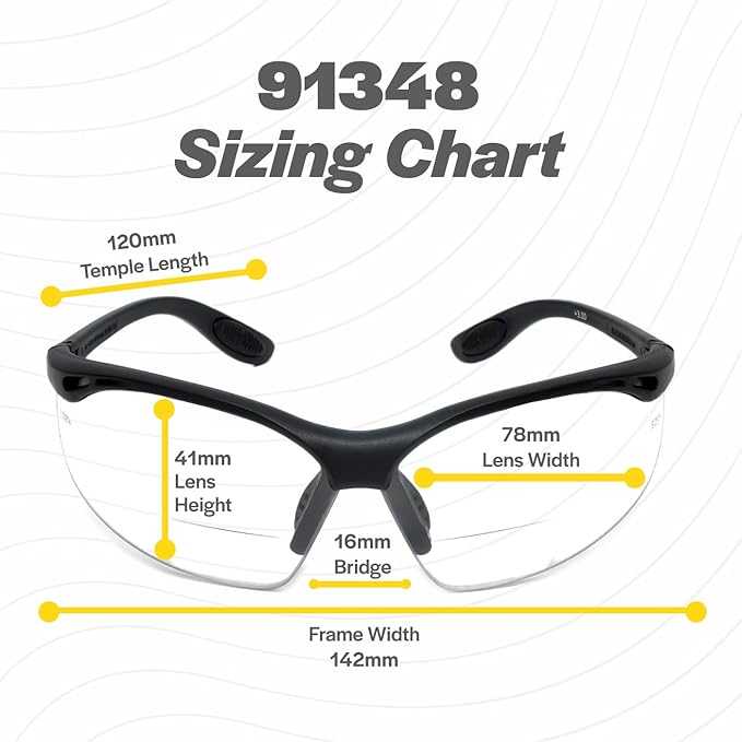 Calabria 91348 Bifocal Reading Safety Glasses Readers +1.50 Copper Orange Men Women Wrap Around Eye Protection Shatterproof