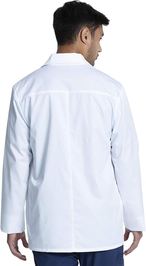 Cherokee Mens Lab Coat 30" Men's Consultation White Coat Durable, Mechanical Stretch - CK401