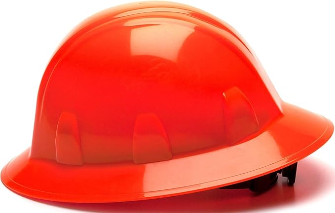 Pyramex SL Series Full Brim Hard Hat with 4 Point Ratchet Suspension Hi-Vis Orange HP24141 (12 Hats/1 Case)