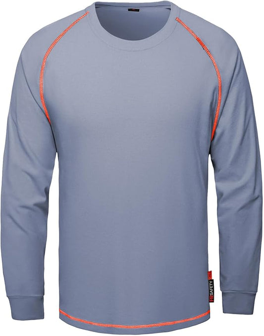 SKSAFETY FR Shirts for Men Long Sleeve, Welding Shirt 6oz Lightweight High Vis Fire Resistant Flame Retardant Shirt CAT2
