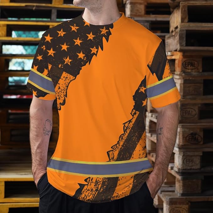 Maddly High Visibility US Flag Collection Safety Workwear Custom Name for Workers, Runners, Truckers, Patriotic
