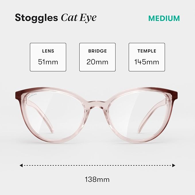 Stoggles Cat Eye Z87.1 Certified Safety Glasses, Blue-Light, UV Blocking Lens, Top & Side Shield, Anti-Fog, Stylish Eyewear