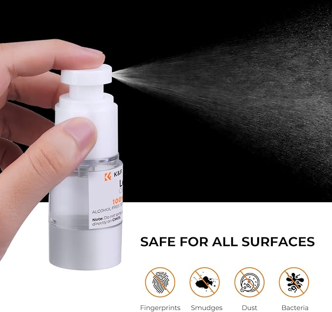 K&F Concept 9-in-1 Camera Lens Cleaning Kit for DSLR Camera Lens Filter Cell Phones with Air Blowing, Vacuum Cleaning Cloth*6, 15ml Cleaning Cloths Liquid, Lens Cleaning Pen