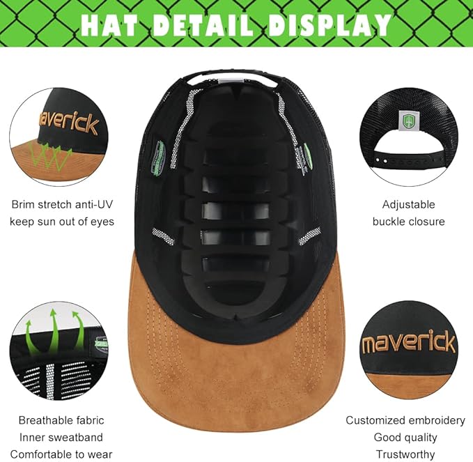 GREEN DEVIL Maverick-Air Safety Bump Cap Baseball Cap Style Head Protection Hard Hat for Men Women Lightweight Breathable