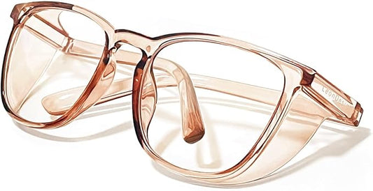 Anti-Fog Safety Glasses for Women | ASIN Z87.1 Safety Glasses for Men | Blue Light Blocking Safety Goggles (Square coffee)