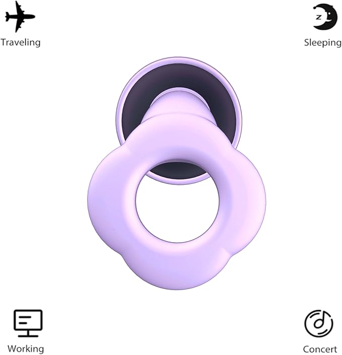 2 Pairs Ear Plugs for Sleeping, 35dB Ear Plugs for Sleeping Noise Cancelling, Soft Reusable Earplugs for Noise Reduction with 8 Ear Tips, Sleep, Hearing Protection, Study, Swimming and Concert.