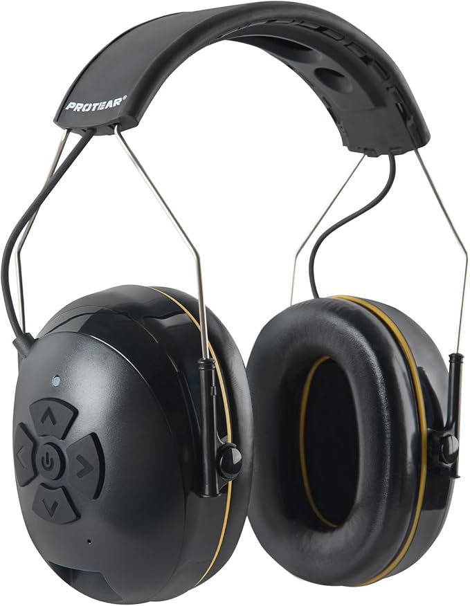 Hearing Protection with Bluetooth,Wireless Noise Canceling Headphone 30dB SNR,NO Radio Function,Rechargeable Battery Earmuffs,Long Playtime,Ideal for Lawn Mowing,Woodworking,Concerts(Black)
