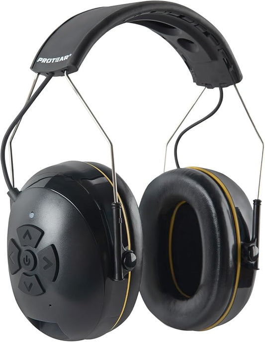 Hearing Protection with Bluetooth,Wireless Noise Canceling Headphone 30dB SNR,NO Radio Function,Rechargeable Battery Earmuffs,Long Playtime,Ideal for Lawn Mowing,Woodworking,Concerts(Black)