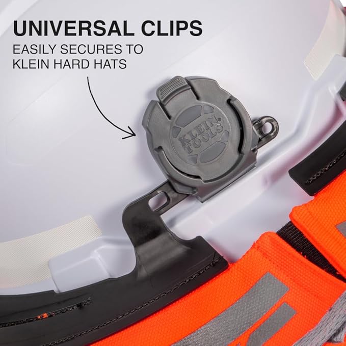 Klein Tools 03010 Full Brim Sombrero Outdoor Sun Hat for Men with Neck Flap, Hard Hat Accessory, 50-Plus UPF Protection, 1200d Hi-Visibility Fabric, Universal Clips