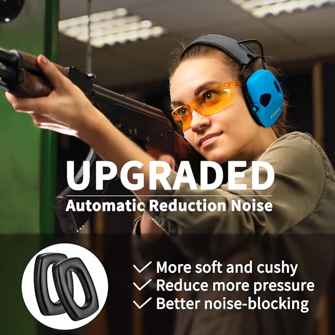 ZOHAN EM054 Electronic Shooting Ear Protection with Sound Amplification, Slim Active Noise Reduction Earmuffs for Gun Range