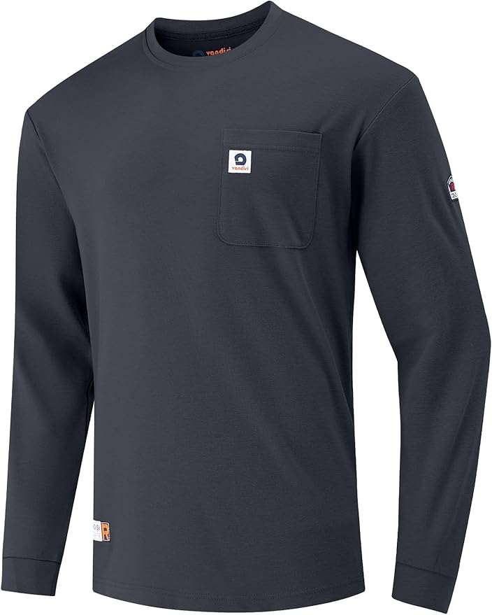 FR Shirts for Men 100% Cotton 5.5oz Lightweight NFPA2112/CAT2 Flame Resistant Shirts for Men Long Sleeve