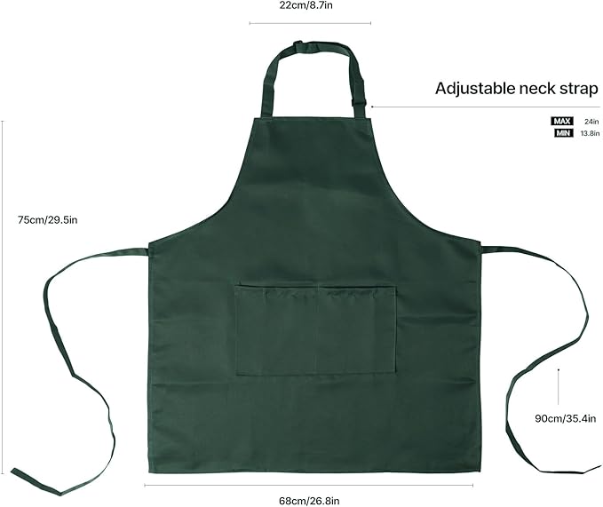 Kitchen Bib Apron for Women Men with Pockets Chef Art Aprons for Cooking Painting Pottery Ceramics