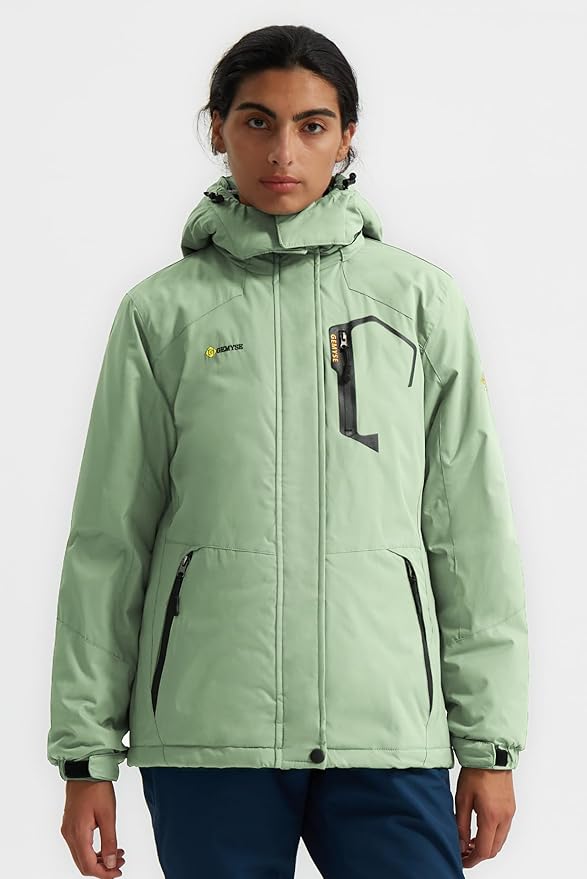 GEMYSE Women's Ski Snow Jacket Warm Winter Waterproof Coat Snowboard Rain Jacket Hooded Windproof Windbreaker