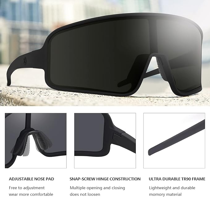 MAXJULI Polarized Sunglasses for Men Women, Windproof Outdoor Sports Cycling Running UV400 Protection Sun Glasses 8121