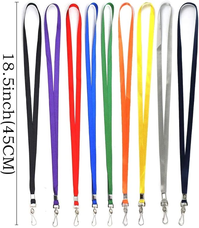 Lanyards 100 Pcs Lanyard for Id Badges Flat Lanyard with Badge Clip J-Hook