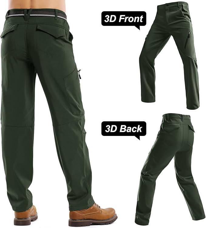 Jessie Kidden Mens Waterproof Hiking Pants, Outdoor Snow Ski Fishing Fleece Lined Insulated Soft Shell Winter Pants