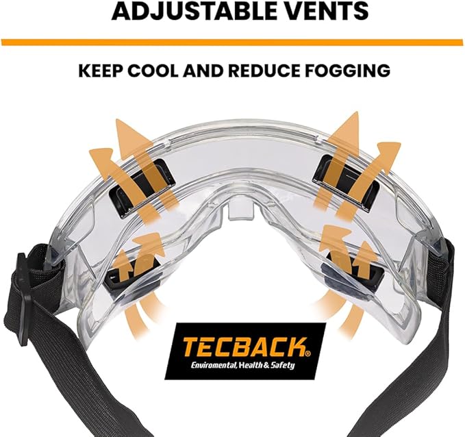 Anti-Fog Safety Goggles | Impact & Splash Resistant Anti-Scratch Clear Lenses | Fits Over Glasses |ANSI Z87.1 & EN166