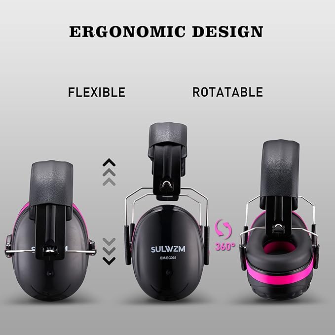 Hearing Protection Ear Muffs,NRR 28db Noise Cancelling for Shooting, Mowing, Construction,Rose