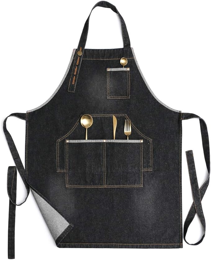Jeanerlor Cotton Denim Apron for Hair stylist (2 colour) Adjustable Neck