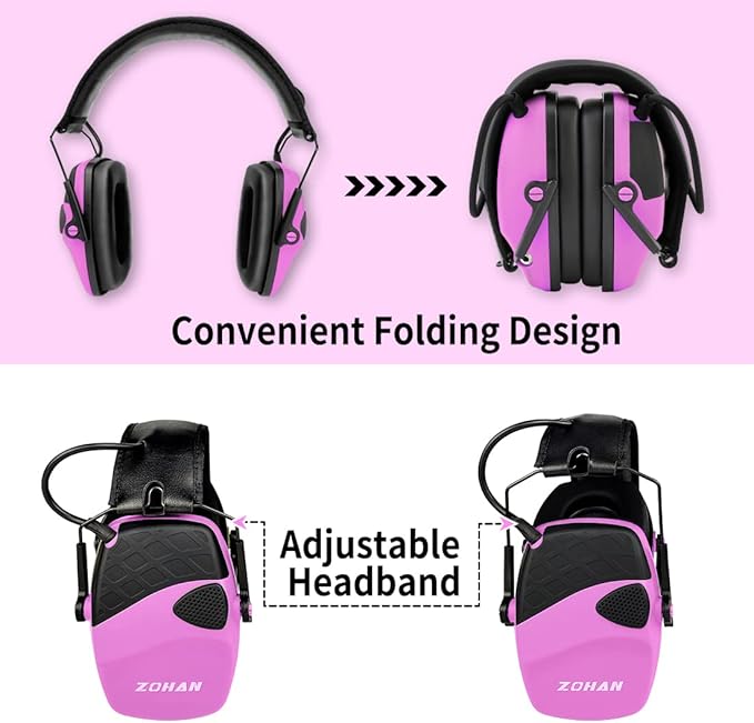 ZOHAN EM054 Electronic Shooting Ear Protection with Sound Amplification, Slim Active Noise Reduction Earmuffs for Gun Range