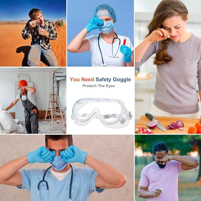 Anti-Fog Safety Goggles ，Adjustable Lab & Science Goggles， Lightweight Design