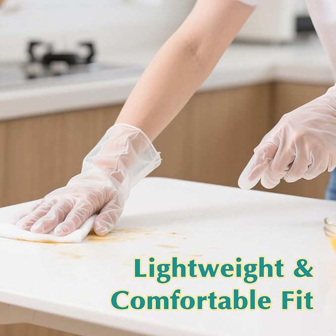 Disposable Vinyl Gloves, Latex-Free, Powder Free, Clear Plastic Gloves, for Cleaning, Cooking, Food Prep