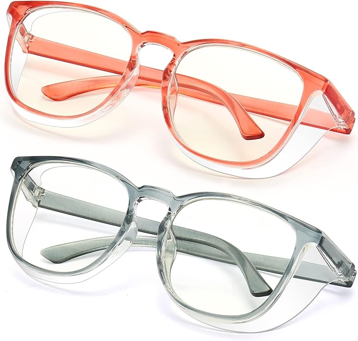 Outray 2 Pairs Anti Fog Safety Goggles Protective Glasses Blue Light Blocking Eyeglasses for Men Women