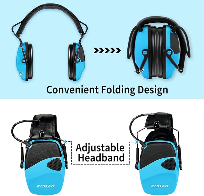 ZOHAN EM054 Electronic Shooting Ear Protection with Sound Amplification, Slim Active Noise Reduction Earmuffs for Gun Range