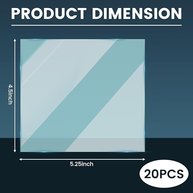 20Pcs Welding Lens, Welding Helmet Lens Top Protection For Welding, Lightweight Lens for Welding Helmet Replacement (4.5"x5.25")