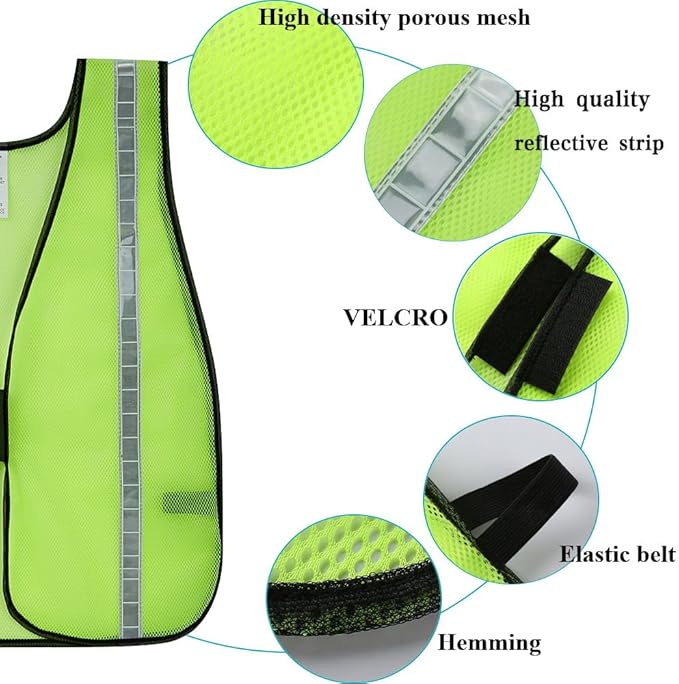 SIFE 1 Pack High Visibility Reflective Safety Vest,Made from Breathable and Neon Yellow Mesh Fabric,light weight for Man and Woman(Yellow-White, 1 pack)