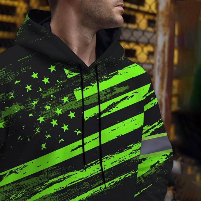 Maddly High Visibility US Flag Collection Safety Workwear Custom Name for Workers, Runners, Truckers, Patriotic
