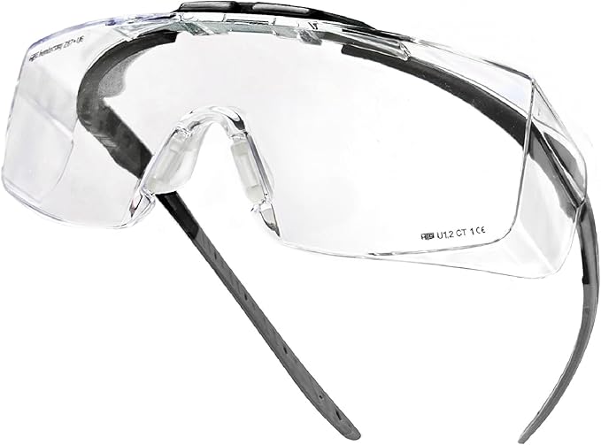 HUNTERSKY ANSI Z87 Anti Fog Lab Safety Glasses Fit Over Eyeglasses Up to 1.88 inch 100% UV Protective Goggles